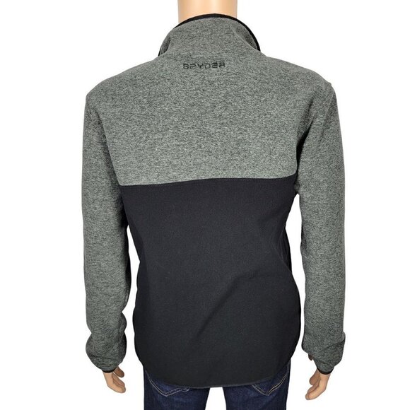 Spyder Men's Black and Grey Color Block Quarter Button Pullover Sweater Size M - Picture 6 of 12